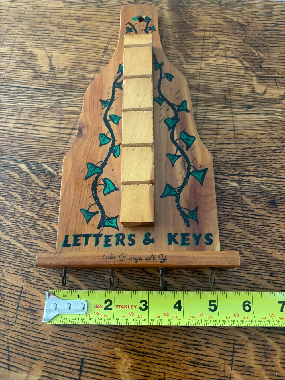 Vintage Hand Painted Rustic Retro Rustic Wooden Mail and Key Organizer